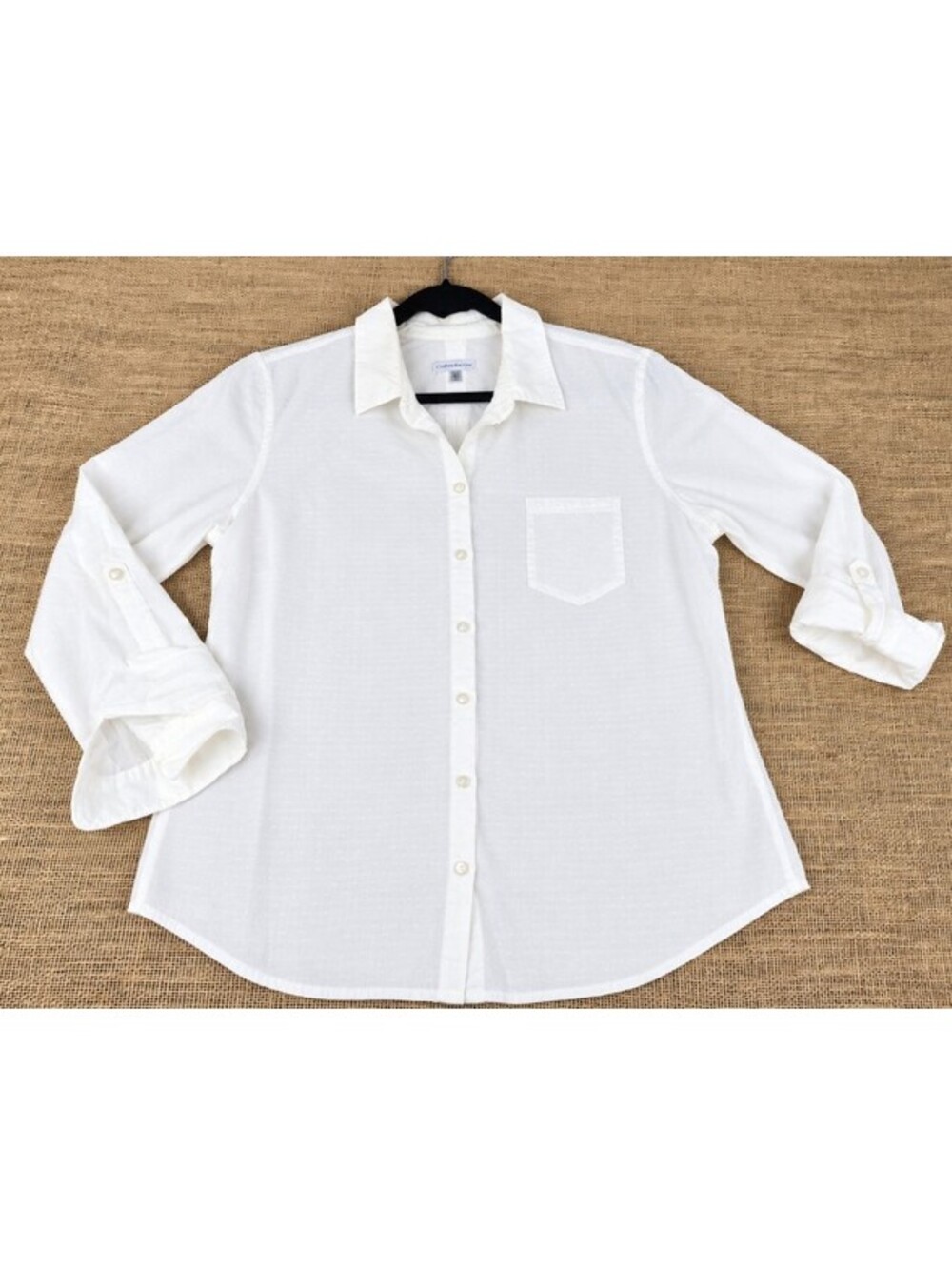 Croft & Barrow White Textured Button-Up Shirt XL